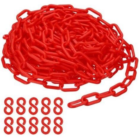 Maillons de chaîne en plastique rouge, 10M,6 mm, pour barrières, parkings, clôtures, portails et décoration