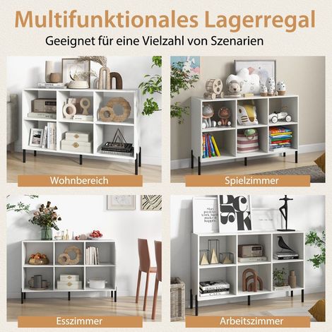 Libreria con ripiano da appoggio a 6 scomparti con gambe rialzate in metallo e ripiani regolabili 120 x 35 x 795 cm bianco 88306175 88306175 88306175 88306175 88306175 88306175 88306175