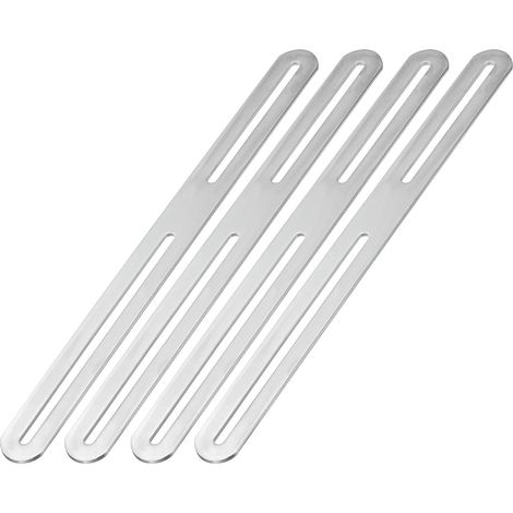 Verstellbare flache Verstärkungsplatte mit Schrauben zur Reparatur von Möbelbefestigungen, silber, 375 mm, 4er-Packung.