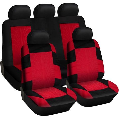 Universal Car Seat Covers, Car Seat Covers - Front and Rear Seat Cover Set, Black and Red (1/5)