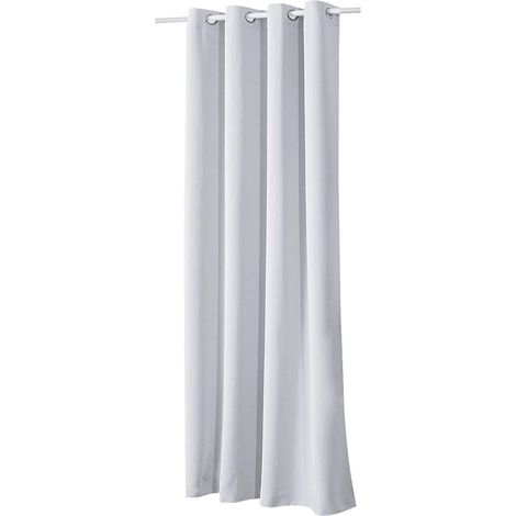 WOLTU 1 pièce Rideau occultant à œillets pour fenêtre Porte, Thermique Isolant, 135x225cm, Gris Blanc VH5878ws