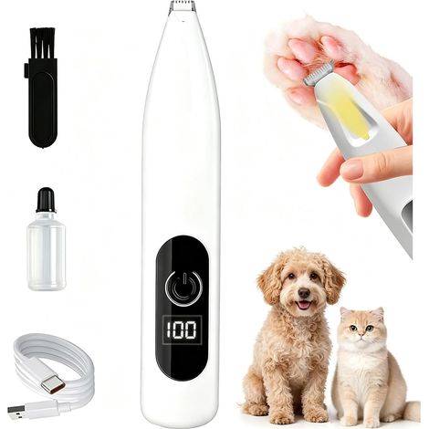 Tondeuse à pattes pour chien avec LED, tondeuse rechargeable silencieuse (1/5)