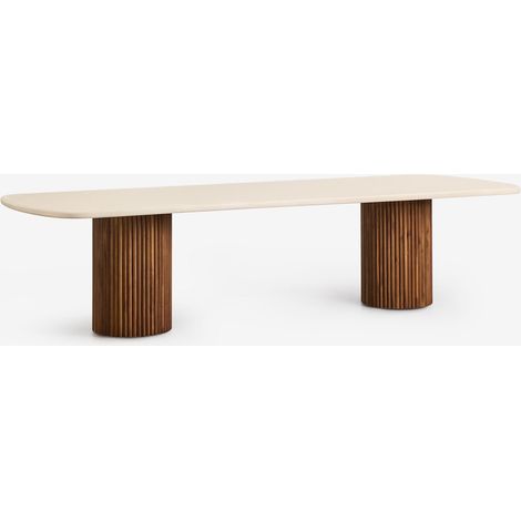 Mesa de comedor rectangular en cemento y madera de acacia Sirvon SKLUM         270 x 110 cm (1/5)