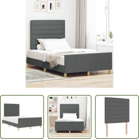 Stoffbett - Bettgestell mit Kopfteil Dunkelgrau 120 x 200 cm Stoff (1/5)