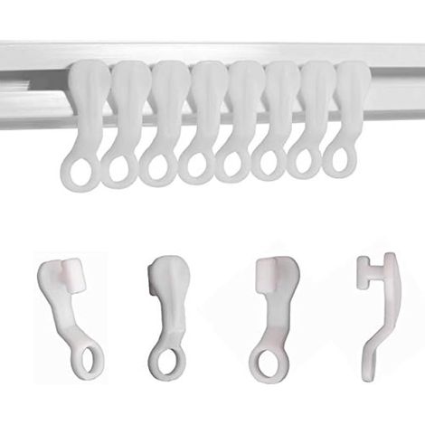 Crochets de glissière pour rideaux, blancs, lot de 50 (1/5)
