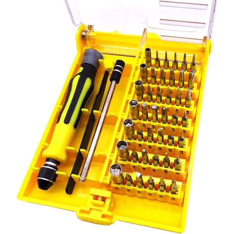 Jeu de tournevis manuel 45 en 1 avec embouts magnétiques, support et douilles - Ensemble d'accessoires de vissage complet (1/5)