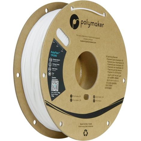 Polymaker PD02002 TPU90 Filamento per stampante 3D TPU flessibile 1.75 mm 750 g Bianco PolyFlex™ 1 pz. (1/5)