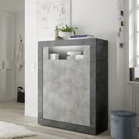 Argentier-bar moderne gris oxyde et gris béton 2 portes NIO (1/3)