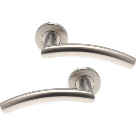 Paire de poignées de porte sur rosace, carré 7mm, inox, pour portes 38 à 55 mm (1/4)