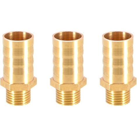 Set aus 3 Messing-Schlauchverschraubungen mit Widerhaken, Kupplungsverbinder, 16 mm auf 1/4"-BSP-Außengewinde-Schlauchnippel, Schlauchadapter (1/5)