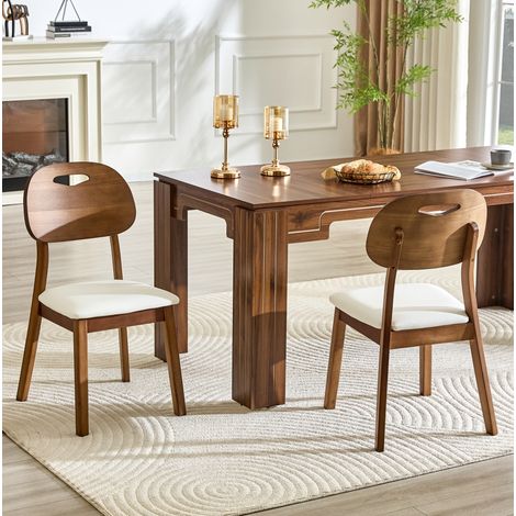 Juego de 2 sillas de comedor 95,5×35,5×54 cm blancas en madera con respaldo ovalado y asiento acolchado (1/5)