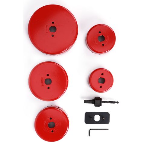 9 pièces scie cloche trépan mèche bois menuiserie accessoires outillage acier 50 rouge lame courbée (1/5)