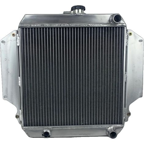 Radiador de aluminio, tamaño del núcleo 13,7" x 15,1" x 1,3", tamaño total 18,5" x 20,1" x 2,91", entrada/salida 1,1", compatible con modelos Suzuki, construcción de alta resistencia. (1/5)