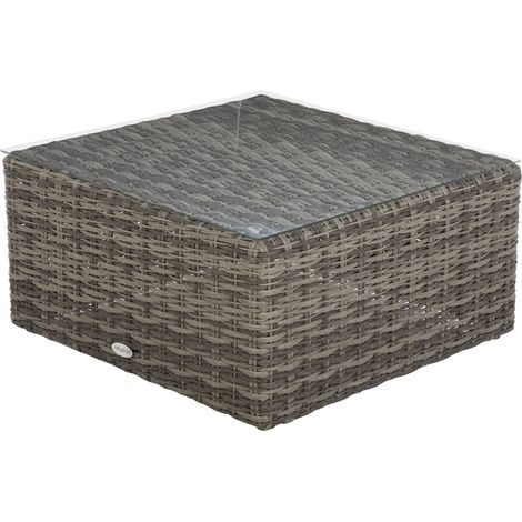 Mesa baja de jardín cuadrada Mooréa Terre d'ombre - 72 x 72 x 36 cm - Hespéride