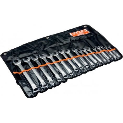 BAHCO - Jeu de clés mixtes contre-coudées, dimensions métriques - 17 pcs/pochette