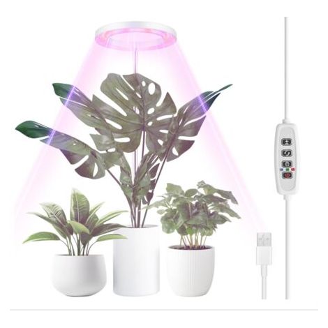 QORVA-(Blanc)Lampe Plante, LED Lampe de Croissance à Spectre Complet, 30-155 cm Hauteur Réglable avec 70 LEDs, avec Minuterie 3/9/12h,pour Plantes D'intérieur