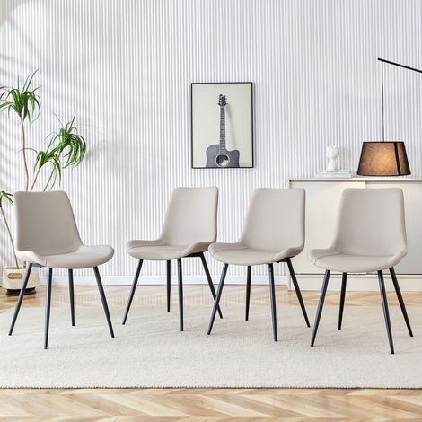 Set di 4 sedie da pranzo, 47 x 50 x 83 cm, sedie da cucina e poltroncine ergonomiche da studio, in robusta similpelle PU impermeabile, Grigio (1/5)