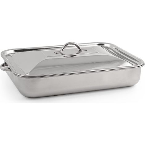 Récupére, réalisé en Acier Inoxydable, Dimensions 30 x 22 cm, avec Couvercle, Lavable au Lave-Vaisselle, Classique et hygiénique, Gris (1/2)