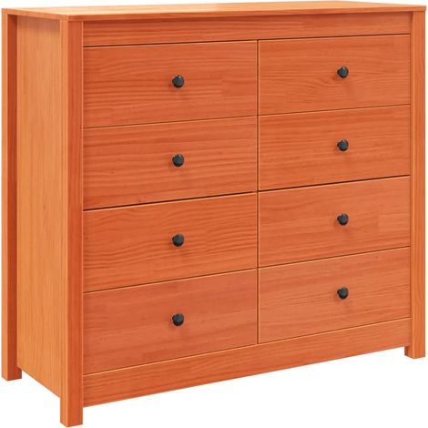 Armadio laterale funzionale rustico 100 x 40 x 90 cm con ampi cassetti in legno massello di pino cera marrone 020049471
