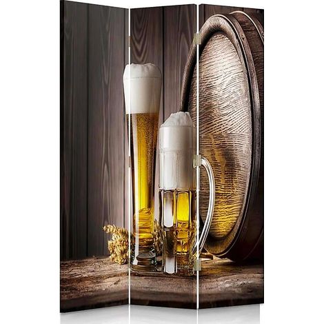 Paravent Décoratif Bière en Trompe-l'oeil pour Amateurs - 110 x 150 cm - 2 faces R° V° + rotation 360° (1/5)
