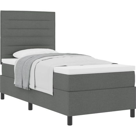 Maison Exclusive - Lit à ressorts avec matelas Gris foncé 80 x 200 cm tissu