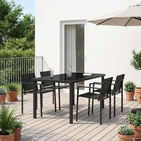Set di Mobili da Esterno 5 pcs Nero e antracite Textilene vidaXL