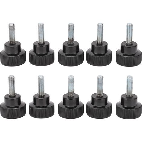 10 vis à main moletées à tête ronde, écrou de serrage, noir M6x25x20