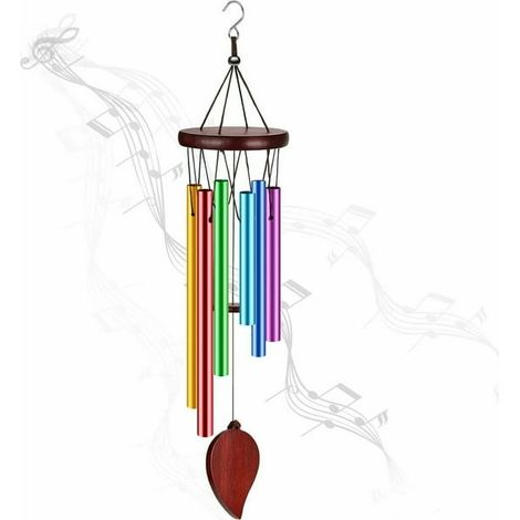 Carillon a vento commemorativo da esterno con tono profondo, carillon a vento da 30'' con 6 tubi metallici, carillon a vento per donne e uomini, decorazione per interni/esterni per giardino, patio, co (1/5)