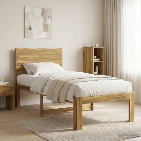 vidaXL Single Bed Frame with Headboard ROSTOCK Whitewash 80 x 200 cm (1/5)