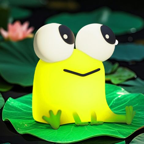 LED Veilleuse Grenouille pour Enfants.Veilleuse bébé Rechargeable en silicone avec interrupteur tactile, dimmable et minuterie.Lampe Grenouille (1/5)