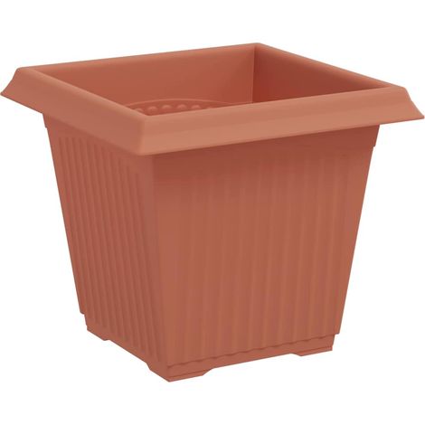 Set di 24 vasi da fiori quadrati leggeri moderni giardino interno esterno 43 x 43 x 33.5 cm in plastica rosso mattone 020059367