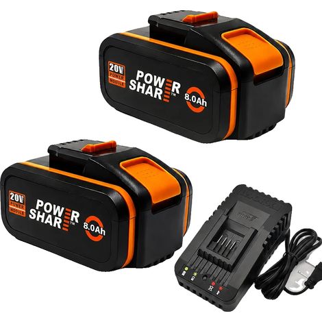 Batería para herramientas eléctricas, capacidad de 8000 mAh, compatibilidad versátil, cargador Worx 8AhX2-1 (1/2)