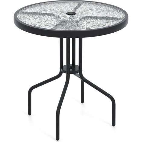 Tavolo da bistrot con foro per ombrellone piano in vetro da 70 cm (1/5)