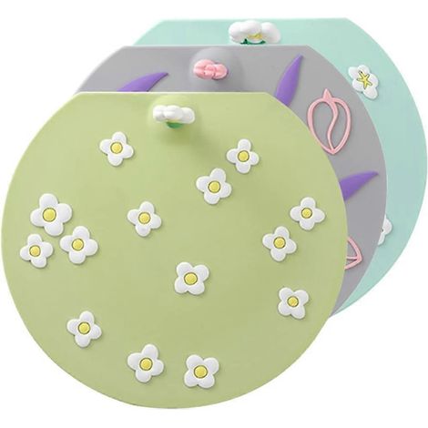 Set di 3 tappi di scarico piatti in silicone opaco per vasca da bagno, cucina, bagno, lavanderia e doccia. (1/5)