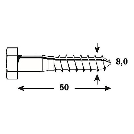 Connex KL3148050 Vis a bois 6 pans galvanises 1000 g 8 x 50 mm