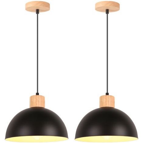 royaluxe- 2PCS Lustre En Métal Vintage Suspension Luminaire Moderne Lampe À Suspension D'Intérieur Simple E27, Noir Pour Restaurant Cuisine (1/5)