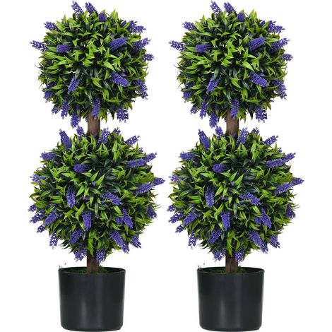 Plantas Artificiales Juego de 2, Planta Artificial Resistente a los Rayos UV en Maceta, Planta de Interior de 70 cm con Lavanda para Sala de Estar, jardín (1/5)