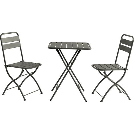 Sala da pranzo da giardino pieghevole un tavolo L.60 cm e 2 sedie pieghevoli in Metallo Grigio antracite - MIRMANDE di MYLIA