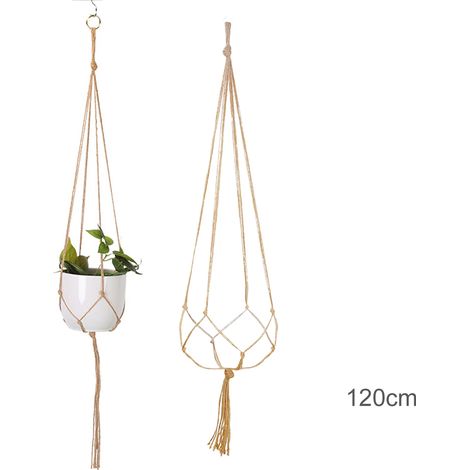 (C) Panier suspendu en macramé fait main pour plantes, support pour pots de jardin, décoration murale en macramé pour balcon, corde de levage nouée, décoration intérieure (1/4)