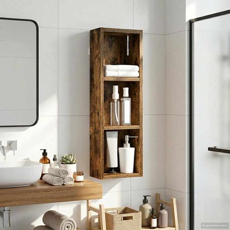 vidaXL Armoire murale de salle de bain Chêne Fumé 20 x 10 x 60,5 cm