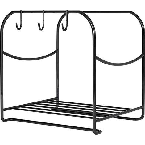 Support pour lavabo, compact avec crochets, noir (1/5)