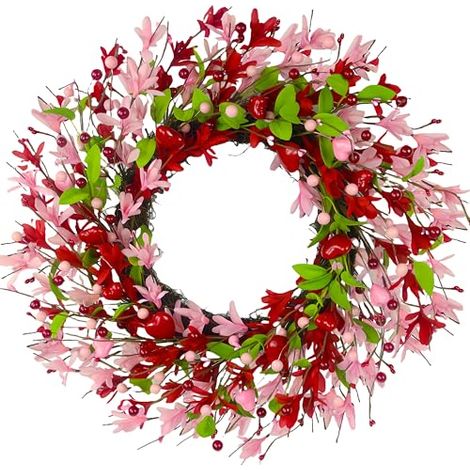 Dekorativer Kranz zum Valentinstag, künstlicher Beerenkranz, Dekoration zum Valentinstag, 50 cm