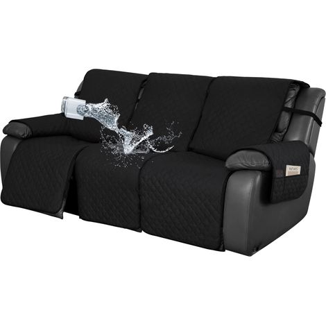 Housse de canapé inclinable imperméable avec Poche, 1 Housse de canapé réversible 3 Places, Protection Lavable avec Sangles élastiques pour Chiens (canapé inclinable, Noir/Beige) (1/5)
