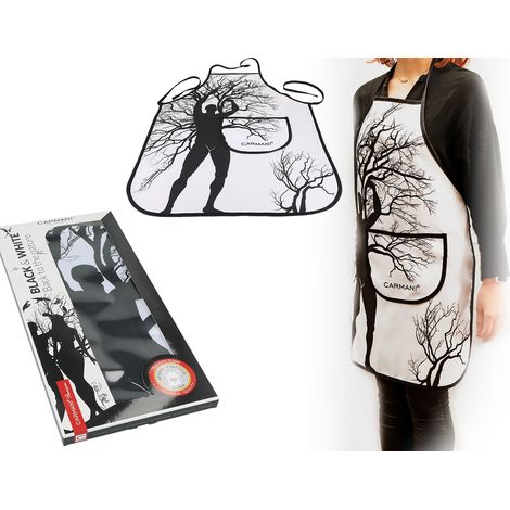 Delantal de cocina protector con diseño de hombre y árbol en blanco y negro. (1/4)
