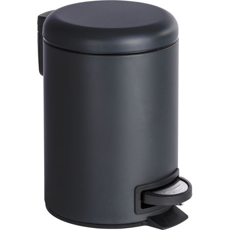 WENKO Kosmetik Treteimer Leman Schwarz 3 l, Kosmetikeimer, Mülleimer, Schwarz, Stahl schwarz, Polypropylen schwarz (1/5)