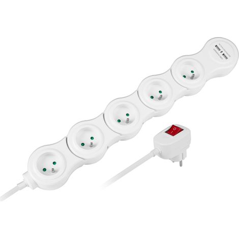 Rallonge pliable en forme de serpent, multiprise, 1,5 m, 5 prises, 2 ports USB, Rebel (1/5)