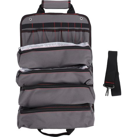 Sac à outils enroulable pour électricien charpentier, pochette de rangement Portable à poches multiples, tissu Oxford épais imperméable (1/5)