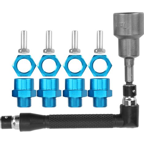 12-mm-auf-17-mm-Radsechskant-Umrüst-Steckschlüsselsatz für 1/10- und 1/8-RC-Cars (Blau) (1/5)