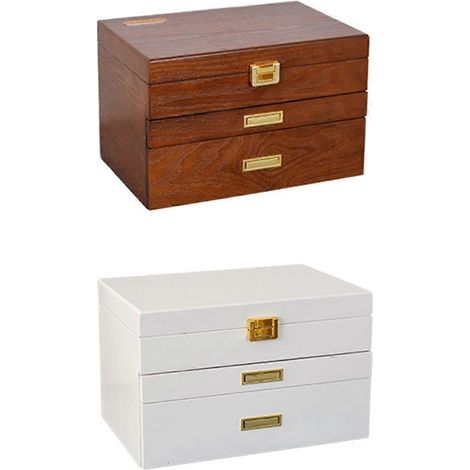 Boîte à bijoux en bois massif de style européen, grande capacité, A-- (1/5)