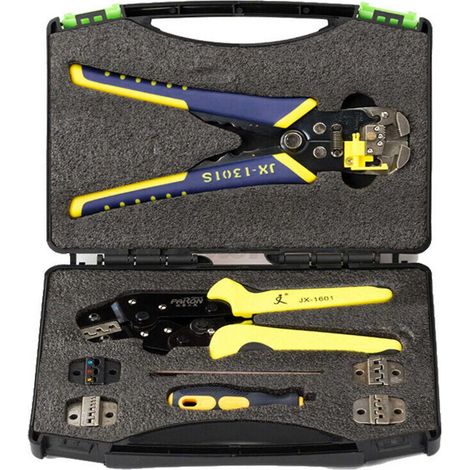 JX-D 5301 Ratschen-Crimpzange, Crimpzange, Kabelabisolierer-Set für elektrische Wartungsarbeiten